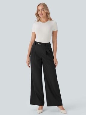 Halara Wide-Leg Black Dress Pants Size Large NWT